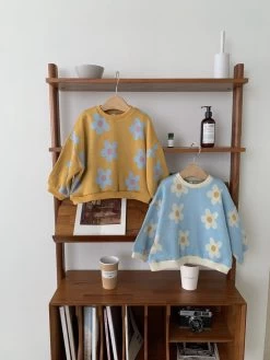 Kid's Jacquard Daisy Sweatshirt | Blue -Mini Moments Shop 2049B4EB F970 4C3F AAC9 F95DDA3D3EBB