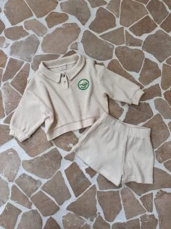 Waffle Tennis Shorties Set | Cream