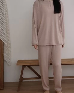 Mama Ribbed Button Set | Pink