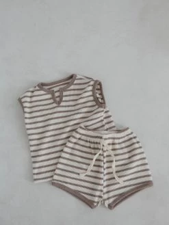 Kid's Striped Waffle Set | Brown