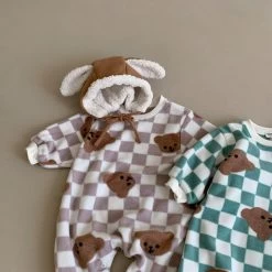 Teddy Checkered Romper | Teal -Mini Moments Shop 76A28CB3 93C7 4D4D B5E1 7776335A826B