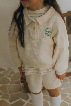 Waffle Tennis Shorties Set | Cream -Mini Moments Shop 91E8BE22 5E6C 4D0E 9AB9 0E55FDC62116