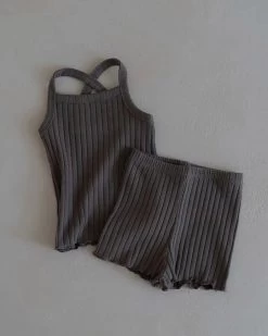 Ribbed Tank Set | Charcoal
