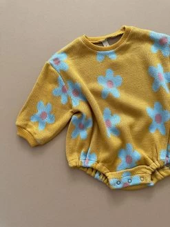 Jacquard Daisy Romper | Mustard