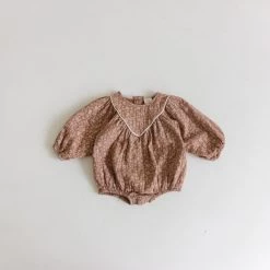 Floral Gauze Bubble Romper | Brick