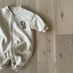 Circle Zip Romper | Beige -Mini Moments Shop B36481F1 F66A 4C5C 846D FB873892067E