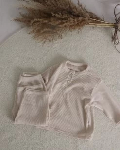 Kid's Ribbed Button Set | Milk