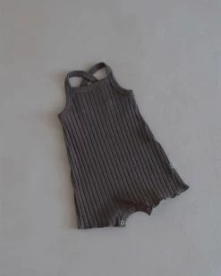 Ribbed Romper | Charcoal