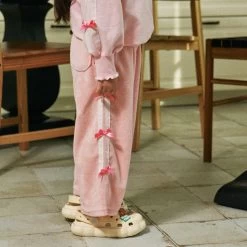 Wide Leg Terry Ribbon Pants | Pink -Mini Moments Shop F865C2F8 EB8E 4F19 B89B FDEDF9F97AB7