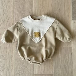 Oversized Smiley Romper | Beige