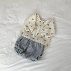 Heart Gauze Bloomer Set | Blue