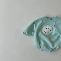 Happy Sweatshirt Romper | Teal