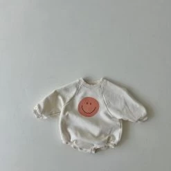 Happy Sweatshirt Romper | Cream