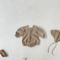 Harmony Romper + Bonnet - Beige -Mini Moments Shop image 16dce7be 54ed 488d ad7b 1f82dbb9164f