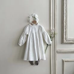 Kid's Rea Linen Dress - Milk
