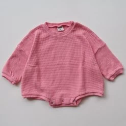 Oversized Waffle Romper | Pink -Mini Moments Shop image 28b849d1 a482 4cfb 9f2a ac258a5b87c5