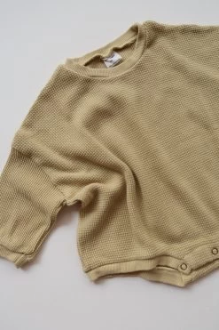 Oversized Waffle Romper | Sage Green