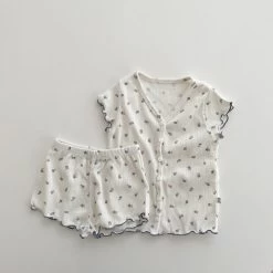 Vintage Floral Pointelle Set - Blue Flower