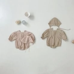 Harmony Romper + Bonnet - Beige -Mini Moments Shop image 76b1bd7c 5d6c 4e66 9ef2 daa8e1248741
