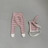 Rabbit Bonnet + Footed Leggings Set - Stripes