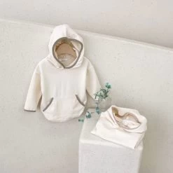 Piping Hoodie Romper - Khaki