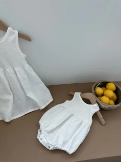 Gia Linen Romper | Milk -Mini Moments Shop image 9a11d5dd a2db 45df bd16 cee3627d09ca