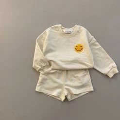 Smile Patch Shorties Set - Cream