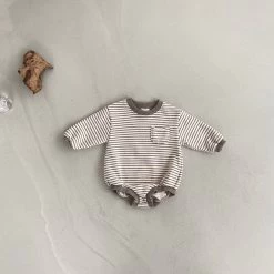 Jude Striped Romper - Beige