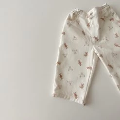 Teddy Bear Denim Pants - Cream