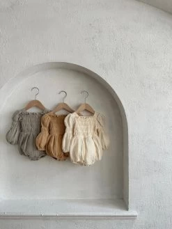 Baby Smocked Gauze Romper - Ginger -Mini Moments Shop image c5759b92 2c6d 4981 a984 97cc19f4b56f