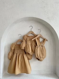 Baby Smocked Gauze Romper - Ginger -Mini Moments Shop image caa09219 4bcc 45dd 935c 13100b1ff4fa