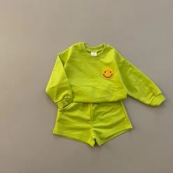 Smile Patch Shorties Set - Lime