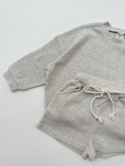 Kid's Waffle Set | Heather Grey -Mini Moments Shop image e21e4531 03bf 47f7 beea 750fea47516d