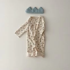 Waffle Button Romper - Neutral Shapes