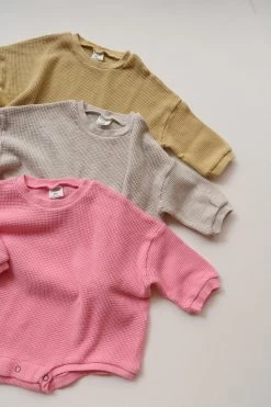 Oversized Waffle Romper | Pink -Mini Moments Shop image f848cc21 072a 4f96 9284 9fb2de01c083